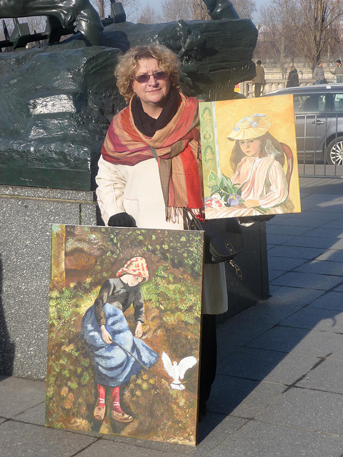 Chantal Gerardin au Muse d'Orsay avec son tableau Camille Pissarro